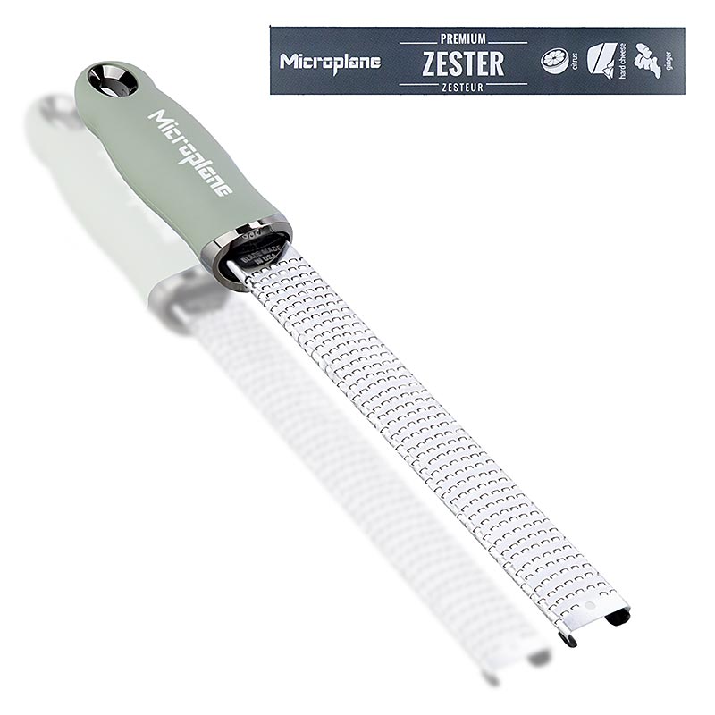 Microplane - Premium Classic - Stab, Zesten Reibe, Griff Salbeigrün /soft-touch, 1 St