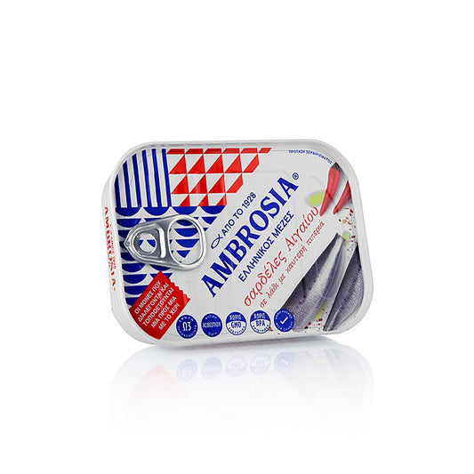 Ambrosia - Sardines à l'huile épicée, de la mer Égée, 105 g