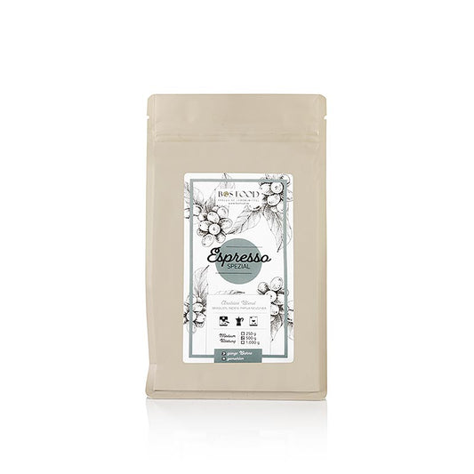 BOS FOOD - Espresso Spezial, Arabica Kaffee -Mischung, ganze Bohne, 500 g
