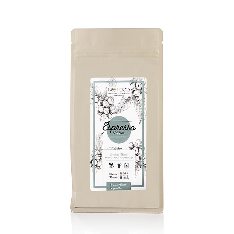 BOS FOOD - Espresso Speciale, Caffè  Arabica, chicchi interi, 1 kg