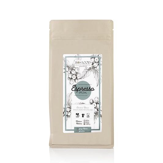 BOS FOOD - Espresso Spezial, Arabica Kaffee -Mischung, ganze Bohne, 1 kg