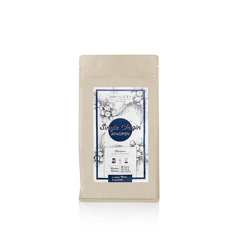 BOS FOOD - Café  d'origine unique Café  Éthiopie Yirgacheffe, grains entiers, 250 g