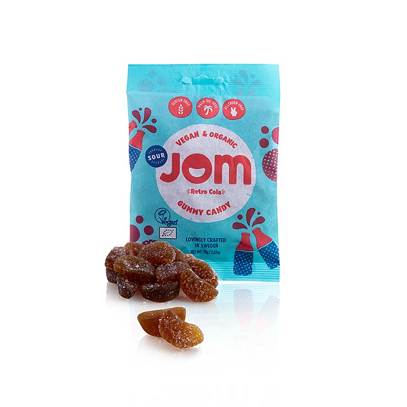 JOM - Bonbons gélifiés au cola acidulé rétro, végétalien, bio, 70 g