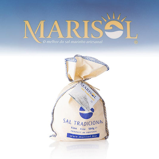 Marisol® Sal Tradicional Sel de mer, fin, blanc, humide, CERTIPLANET, BIO, 500 g