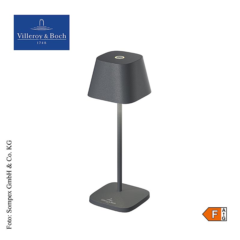 Lampada da tavolo "Napoli MICRO RC", con batteria ricaricabile, 20x6,5x6,5 cm, alluminio, antracite (97261), 1 pz.