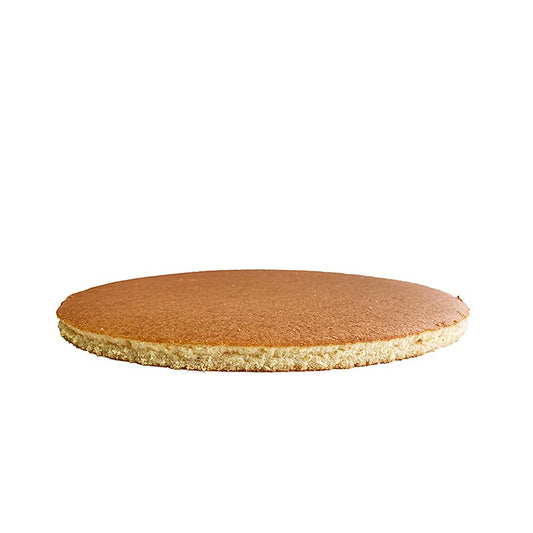 Fond de génoise, clair, rond, Ø 26 cm, épaisseur 13 mm, 2,16 kg, 18 pièces