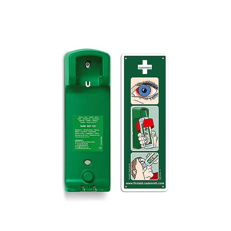 Cederroth - Supporto a parete per lavaggio oculare (doccia oculare) 500 ml, (7200), 1 pz.