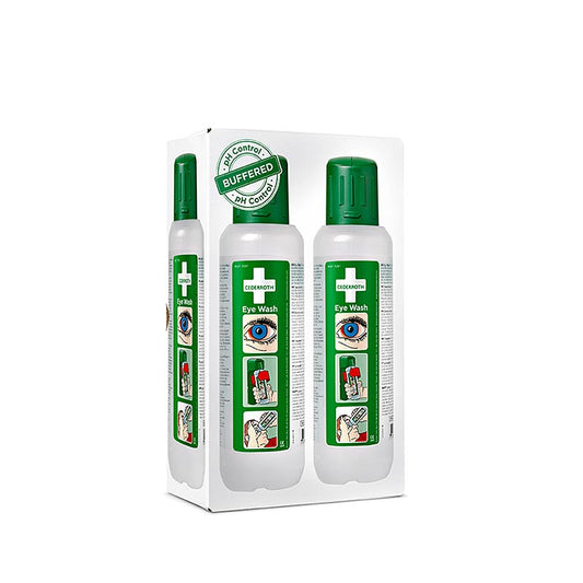 Cederroth - Lavaggio oculare, doccia oculare, con supporto a parete, 2 x 500 ml (725200), 1 l, 2 x 500 ml