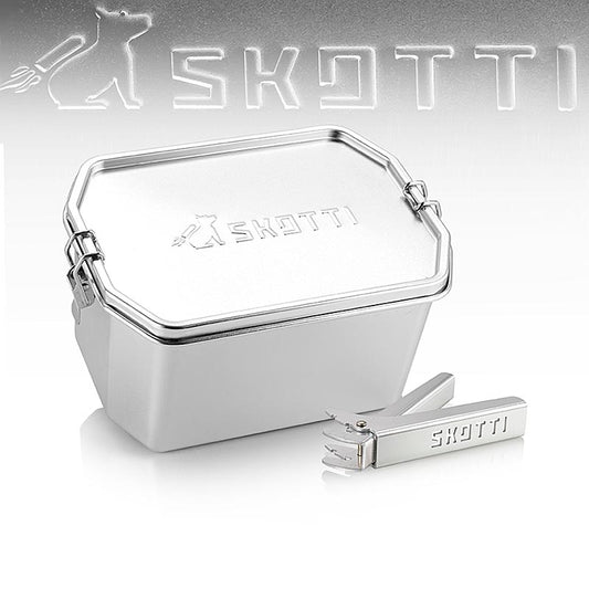 SKOTTI Boks 2,5L, scatola in acciaio inox, + pinze in alluminio, 1 pz.