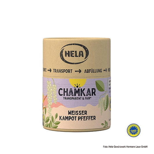 HELA Chamkar - Weißer Kampot Pfeffer, getrocknet, ganz, g.g.A., 110 g