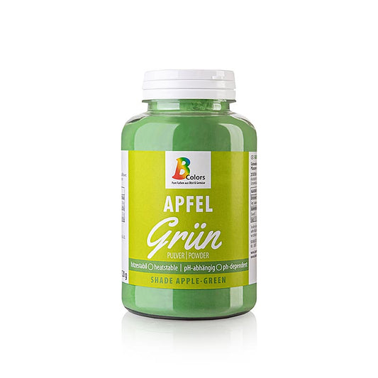 Colorante alimentare BColors - Verde mela, in polvere, solubile Grassi e in acqua, vegano, 120 g