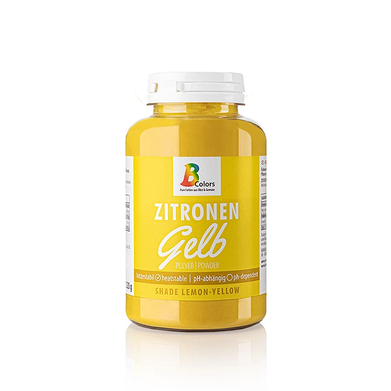 BColors Lebensmittelfarbe - Zitronen Gelb, Pulver, fett- & wasserlöslich, vegan, 120 g