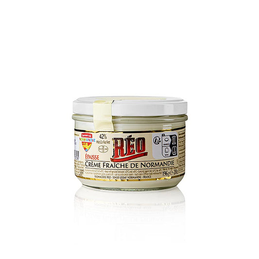 Crème fraîche, 42 % Lipides, RÉO (crème épaisse de Normandie), 196 g