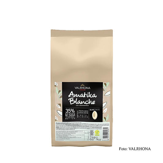 Valrhona AMATIKA, couverture blanche végétalienne, 35 % Cacao, callets (43096), 3 kg