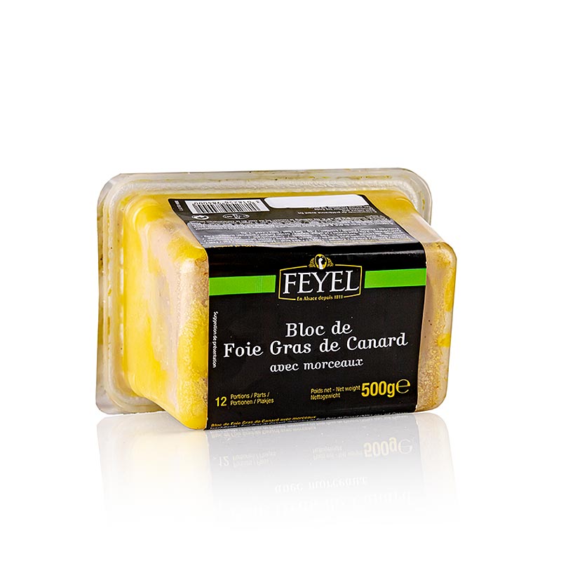 Bloc de Foie gras de canard en morceaux, Feyel, 500 g