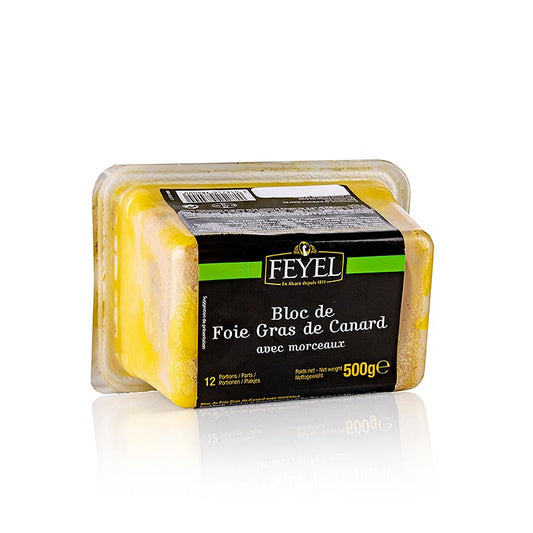 Entenstopfleberblock, Foie Gras, mit Stücken, Feyel, 500 g