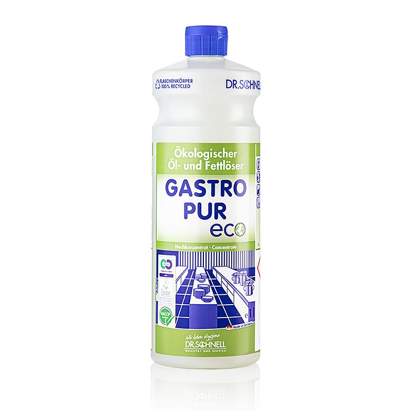 Dr. Schnell Detergente sgrassante + detergente per pavimenti Gastro Pur Eco, ecologico, concentrato, 1 l