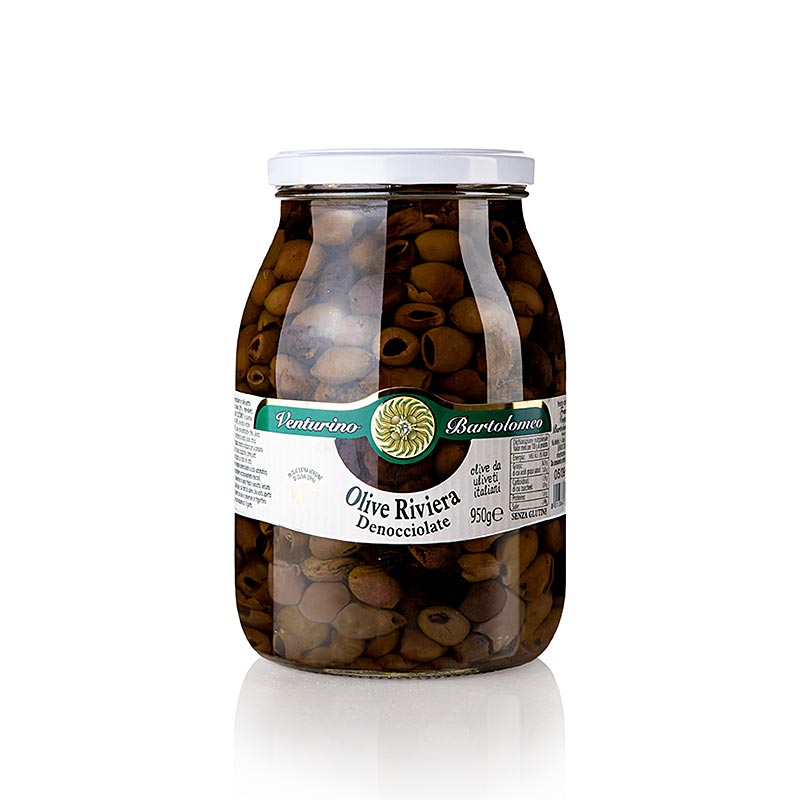 Olives Venturino Denocciolate Riviera à Huile d'olive, dénoyautées, 950 g | Conserves, marinades, antipasti | thungourmet