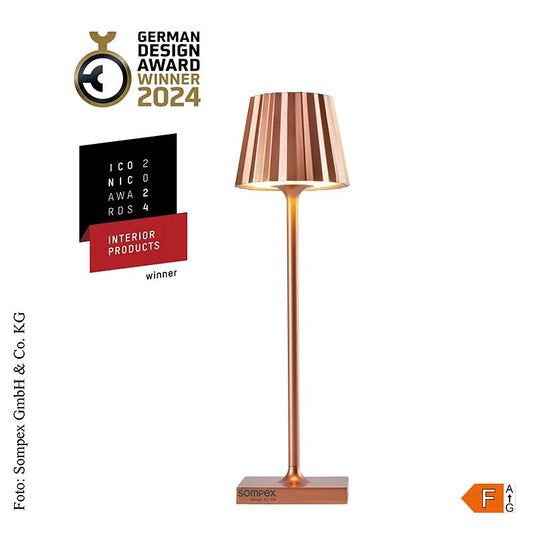 Lampe de table "TROLL NANO Outdoor", avec batterie, 21x6cm, alu, cuivre (78588), 1 pc