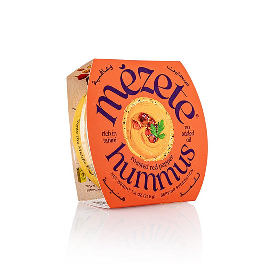 Houmous Gourmet au poivron rouge grillé, purée de pois chiches, Mézete, 215 g