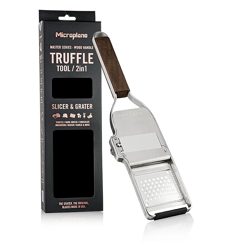 MICROPLANE Serie Master, Truffle Profi 2in1, con manico in legno (43313), 1 pz.