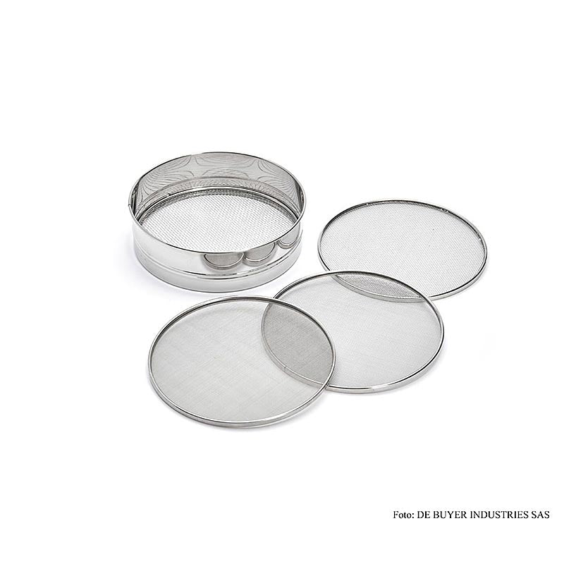 Tamis de cuisine / tamis à farine en acier inoxydable (ø 20, mailles de 3, 2, 1 et 0,5 mm) de Buyer (4605.21),