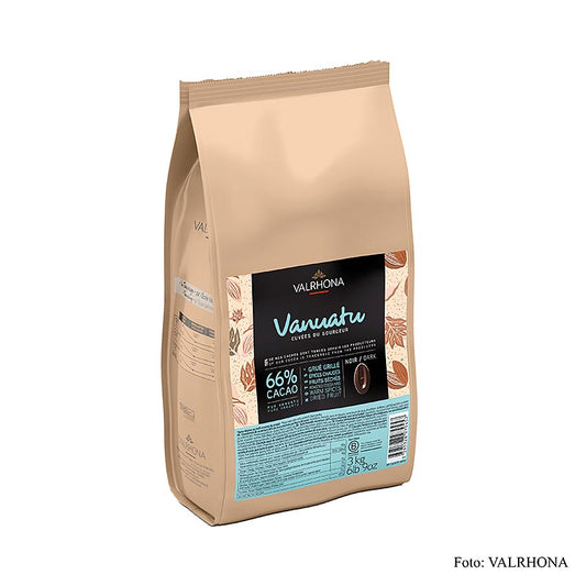 Valrhona Cuvée Vanuatu, couverture noire, 66 % Cacao, callets (44722), 3 kg