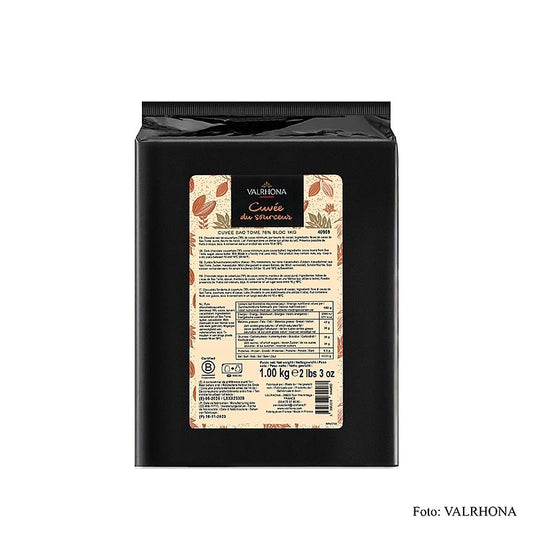 Valrhona Cuvee Sao Thome, dunkle Couverture, 76% Kakao, Block (12830), 1 kg | Couverture, Schoko - Formen, Schoko - Produkte | thungourmet