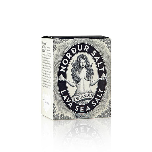 NORDUR isländische Salzflocken, LAVA (schwarzes Salz mit Kohle), Dekorsalz, 100 g