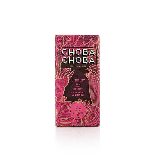 Dark Chocolate 64% Framboise-Crisp, Tablette de chocolat noir, ChobaChoba, BIO, 91 g
