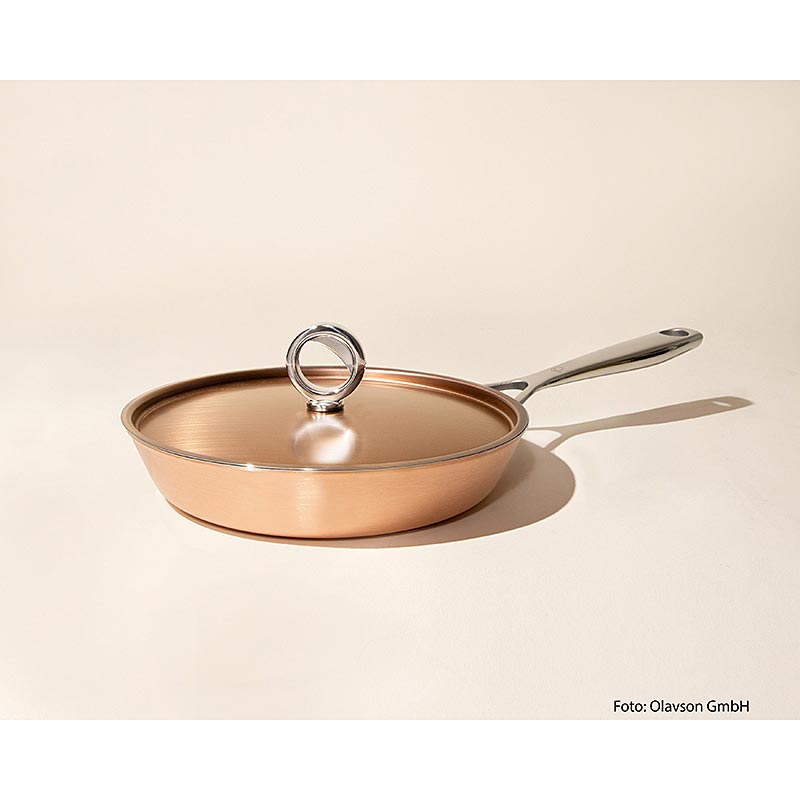 Olavson poêle en cuivre, avec couvercle, sans revêtement, 24cm, pour tous les feux, 1 pc