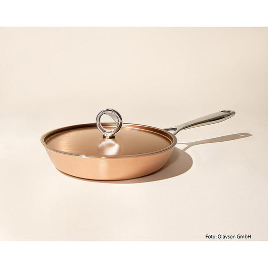 Olavson poêle en cuivre, avec couvercle, non revêtue, 28cm, pour tous les feux, 1 pc