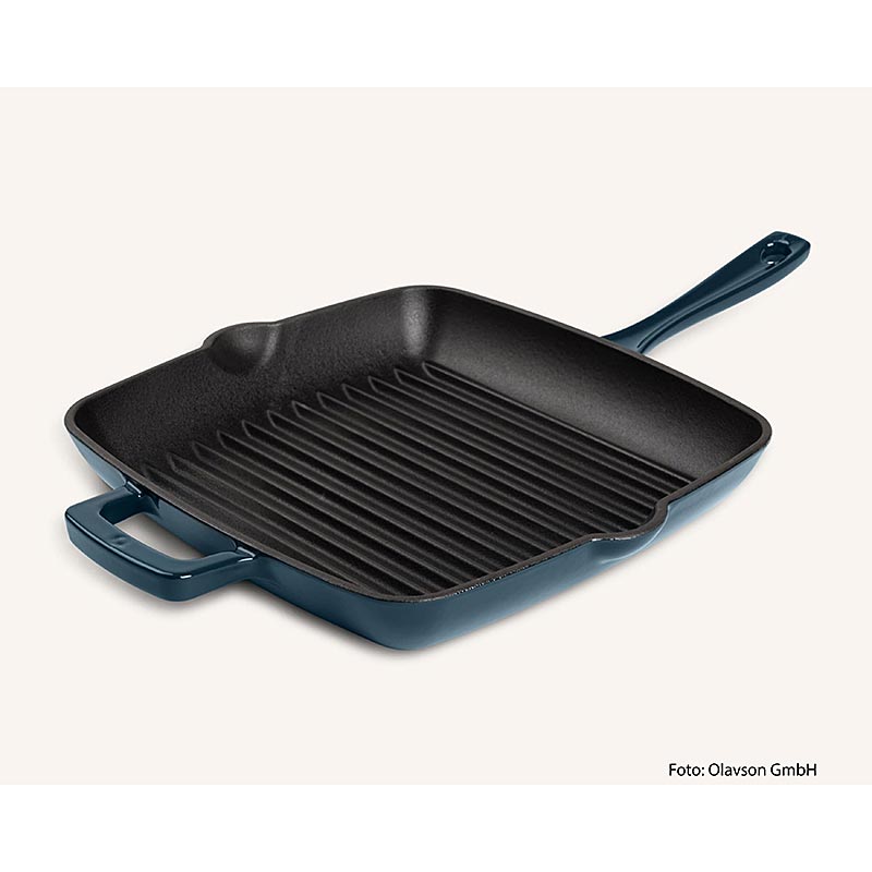 Olavson Poêle à griller Petrol, Fonte, émaillée, 24cm, pour tous les feux, 1 pc