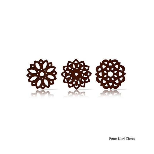 Plaques de chocolat "Flower dark" (fleur), foncé, 3 dessins, Dobla, 219 g, 216 pcs