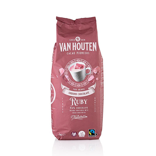 Van Houten Ground Ruby Chocolate, Chocolat à boire en poudre, 1 kg