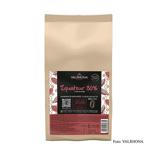 Chocolats Valrhona Compoz - base de cacao Equador 80%, Callets, 3 kg