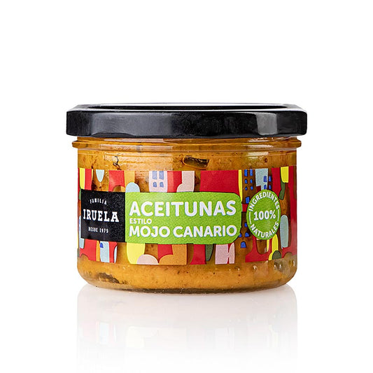 Aceitunas Mojo Canario, olive Manzanilla senza nocciolo in salsa mojo, Iruela, 200 g