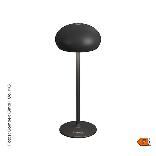 Lampada da tavolo "PEBBLE", con batteria ricaricabile, 23x9,2 cm, alluminio, con base di ricarica inclusa, nera (78681)
