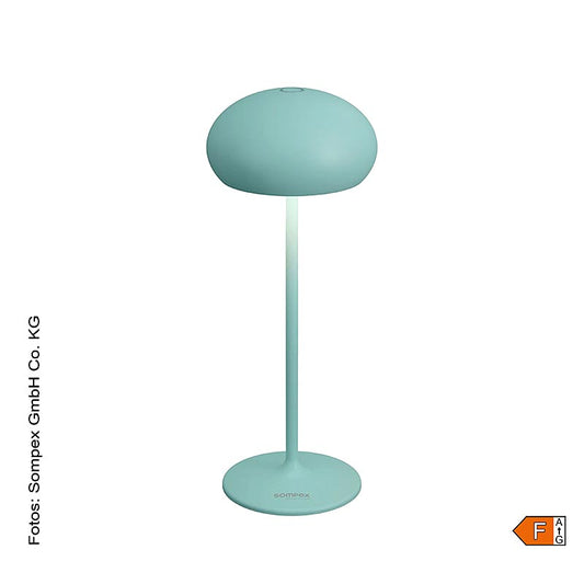 Lampada da tavolo "PEBBLE", con batteria, 23x9,2 cm, alluminio, incl. stazione di ricarica, turchese (78685), 1 pz.