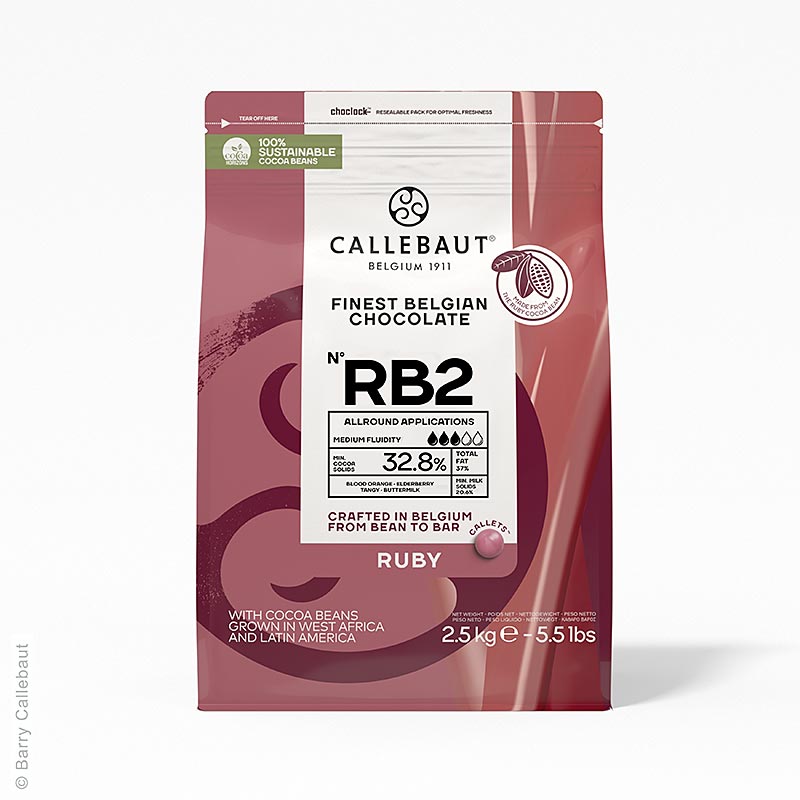 Ruby RB2 - Rosa Schokolade (32,8%), Callets Couverture, Callebaut, 2,5 kg | Couverture, Schoko - Formen, Schoko - Produkte | thungourmet