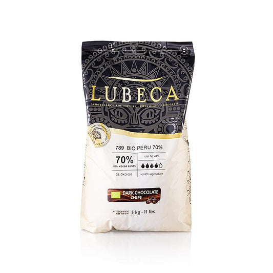 Lubeca Peru, Couverture de chocolat noir, 70%, Callets, BIO, 5 kg