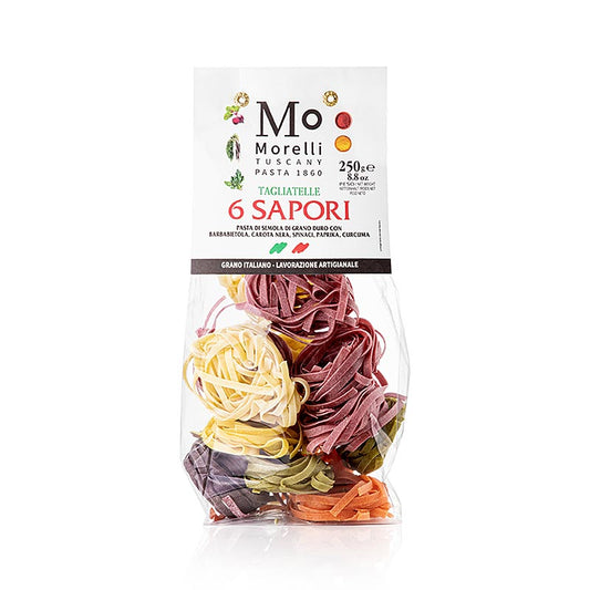 Morelli 1860 Tagliatelle 6 Sapori (pasta colorata, 6 varietà), 250 g
