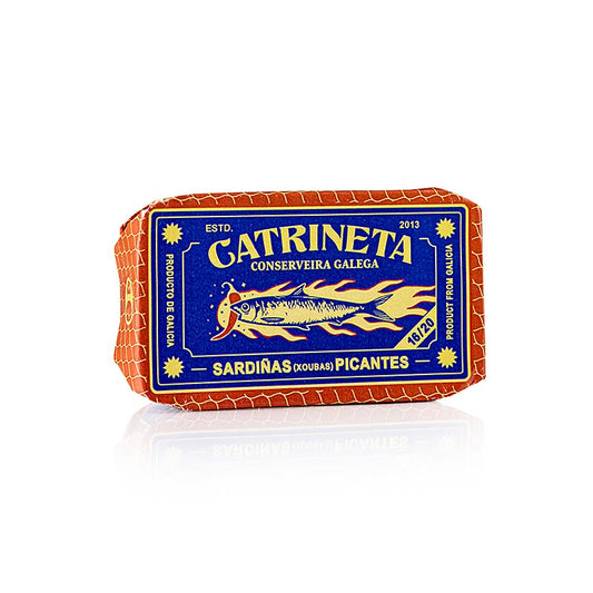 Sardines (sardinas picantes), entières, à Huile d'olive au piment, Catrineta, 115 g