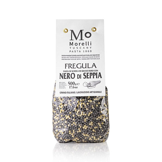 Pasta Fregula (Fregola) Nero di Seppia (con nero di seppia) Morelli 1860, 500 g