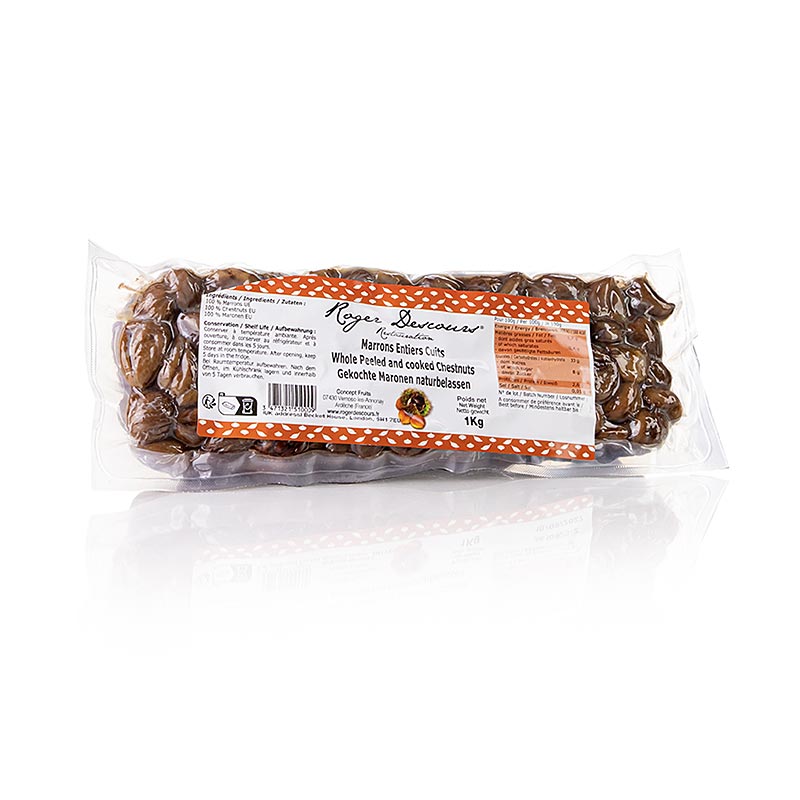 Roger Descours Maronen, ganz, geschält, gekocht, vakuumiert, 1 kg