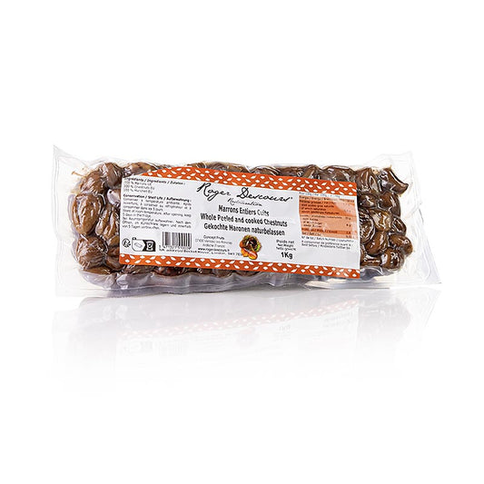 Marrons Roger Descours, entiers, épluchés, cuits, sous vide, 1 kg