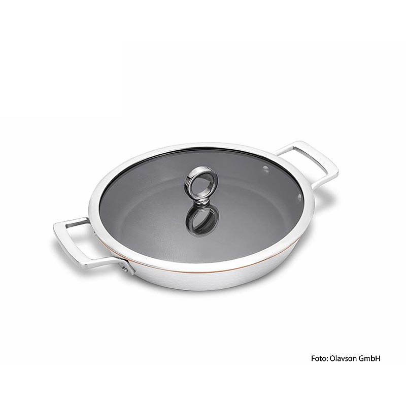 Poêle Olavson à cœur en cuivre avec couvercle, revêtue, 26 cm, compatible avec tous les types de cuisinières