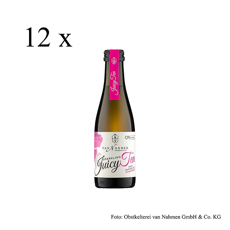 van Nahmen - Sparkling Juicy Tea - Rose - Darjeeling Tee - Rhabarber, BIO, 2,4 l, 12 x 200ml