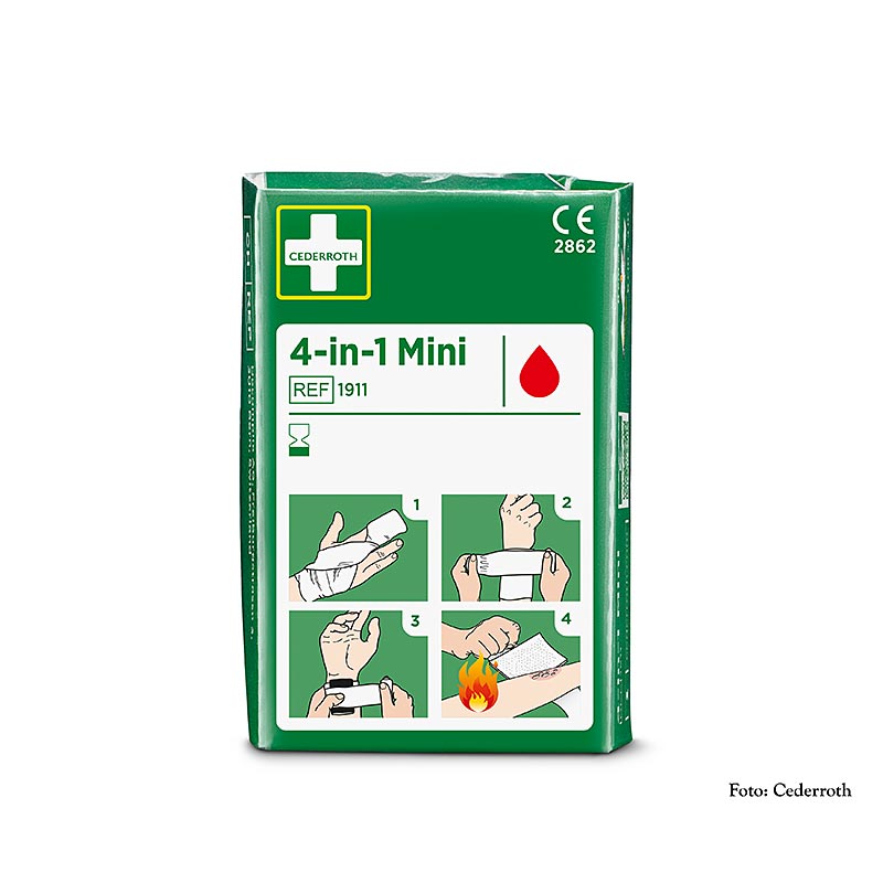 Cederroth - Wundverband 4-in-1 MINI, Kompresse & Druckverband, (1911) (Bloodstopper), 1 St