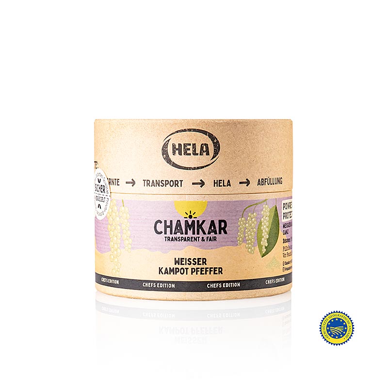 HELA Chamkar - Weißer Kampot Pfeffer, getrocknet, ganz, g.g.A., 270 g